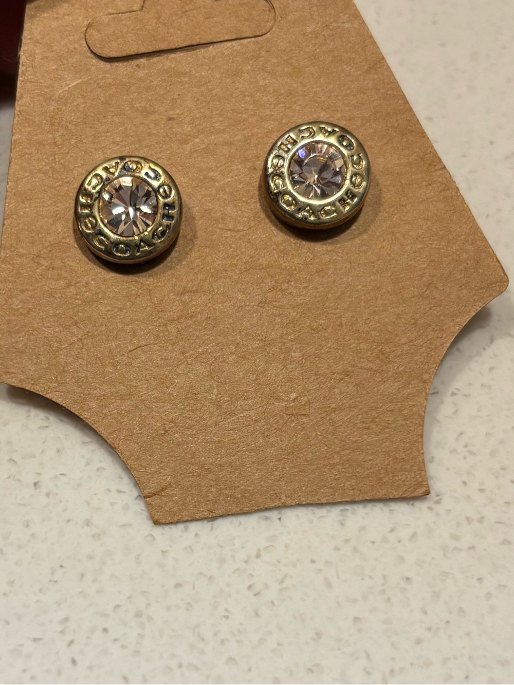 Coach open circle stone stud Earrings